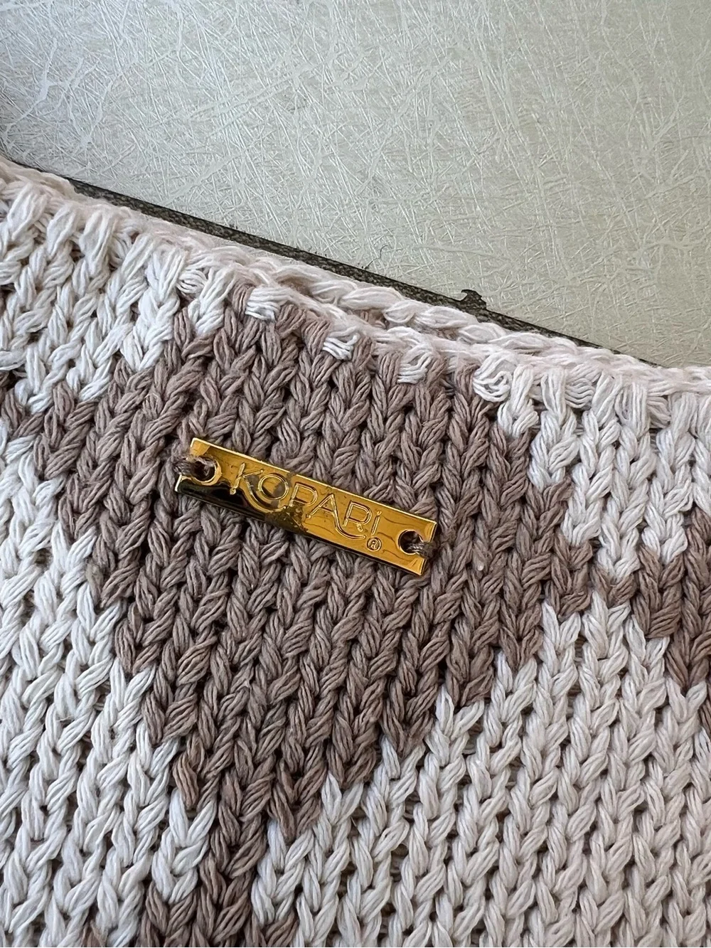 Kopari Limited Edition Checkered Knit Cream and Tan